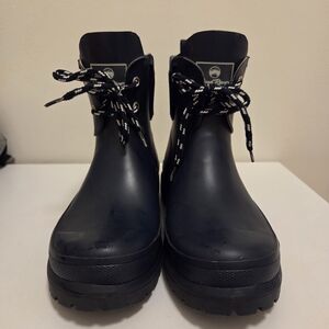 Women's Navy Blue Lace-Up Rain Boots